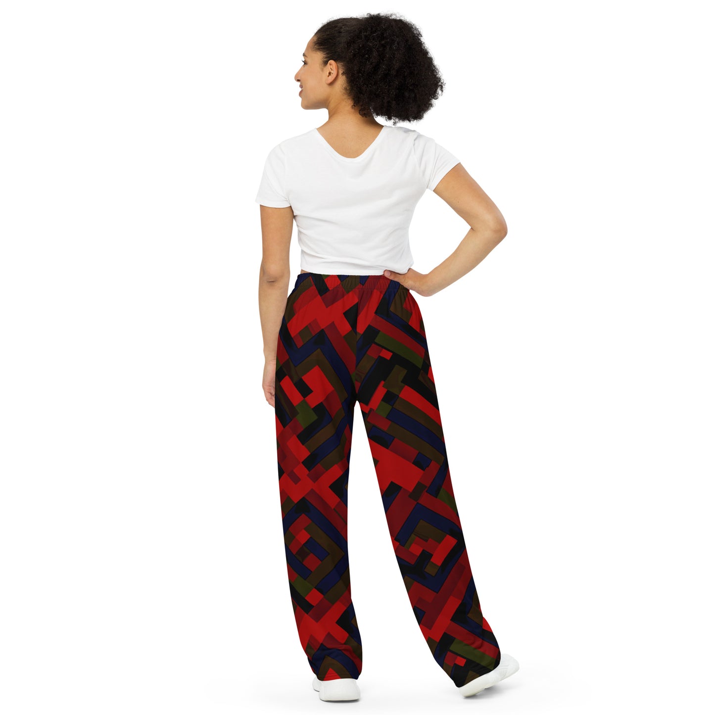 All-over print unisex wide-leg pants Red and Black