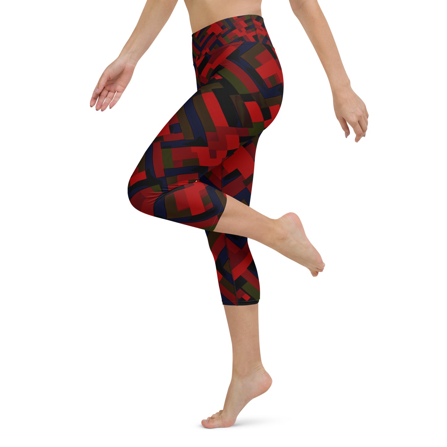 Yoga Capri Leggings Red and Black